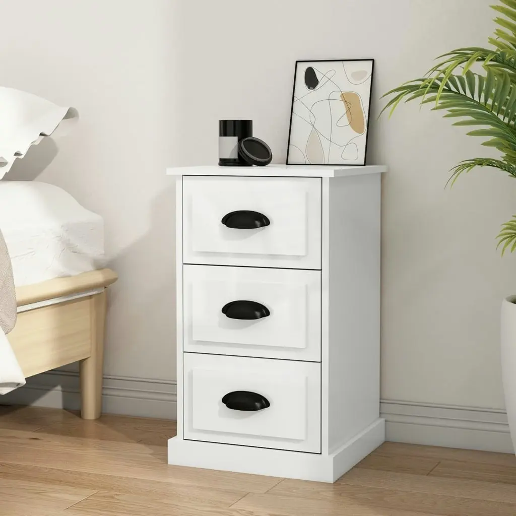 Bedside Cabinet High Gloss White 39x39x67 cm Engineered Wood 816162