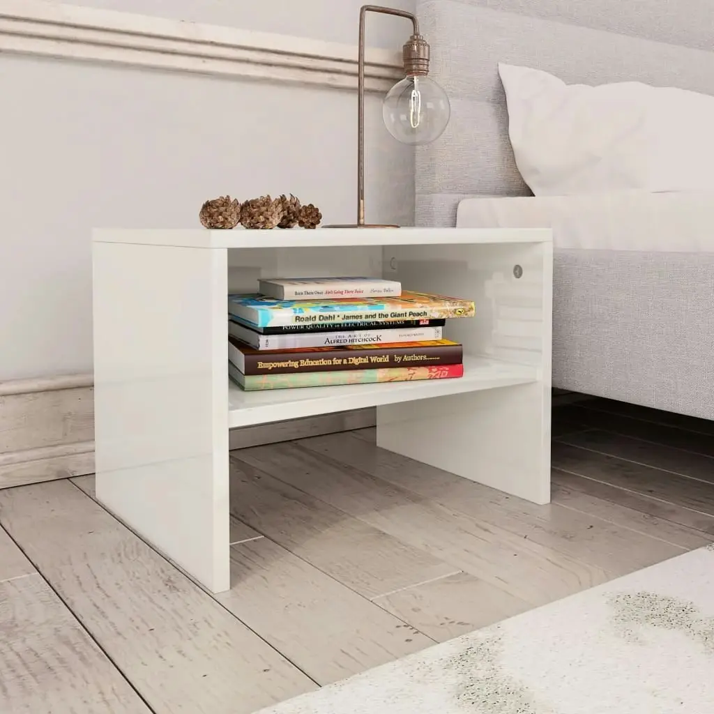 Bedside Cabinet High Gloss White 40x30x30 cm Engineered Wood 800075