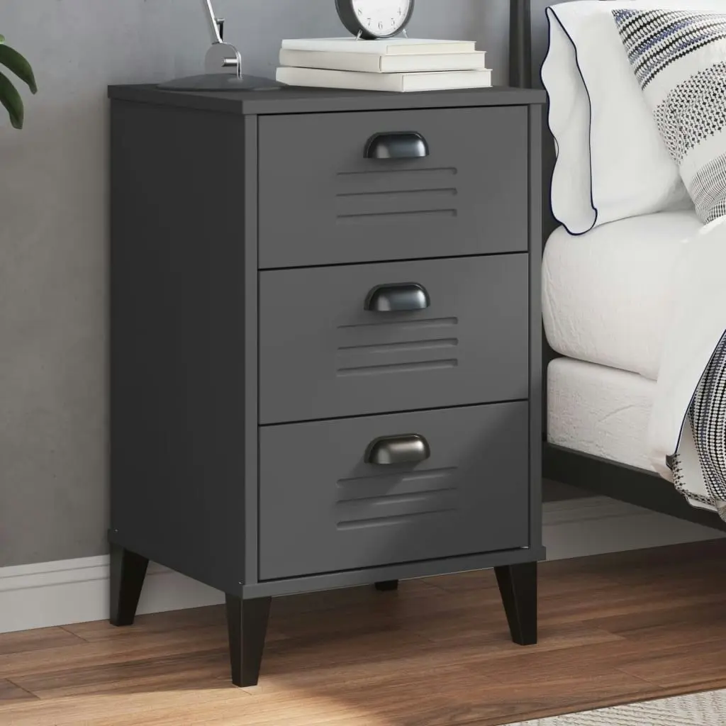 Bedside Cabinet VIKEN Anthracite Grey Engineered Wood 374913