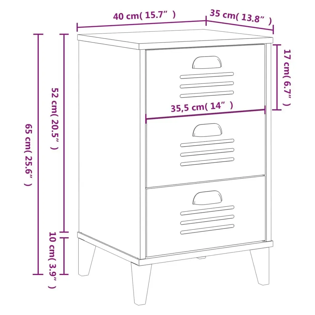 Bedside Cabinet VIKEN Anthracite Grey Engineered Wood 374913