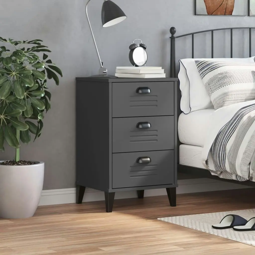 Bedside Cabinet VIKEN Anthracite Grey Engineered Wood 374913