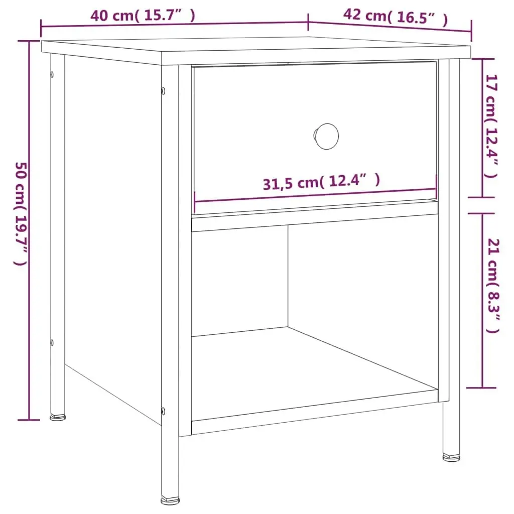 Bedside Cabinet Sonoma Oak 40x42x50 cm Engineered Wood 825935