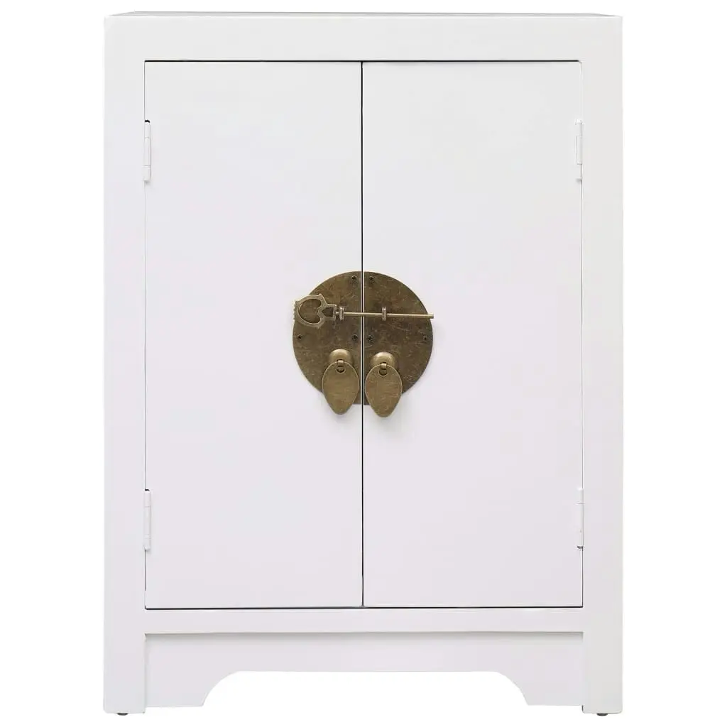 Bedside Cabinet White 38x28x52 cm Paulownia Wood 284073