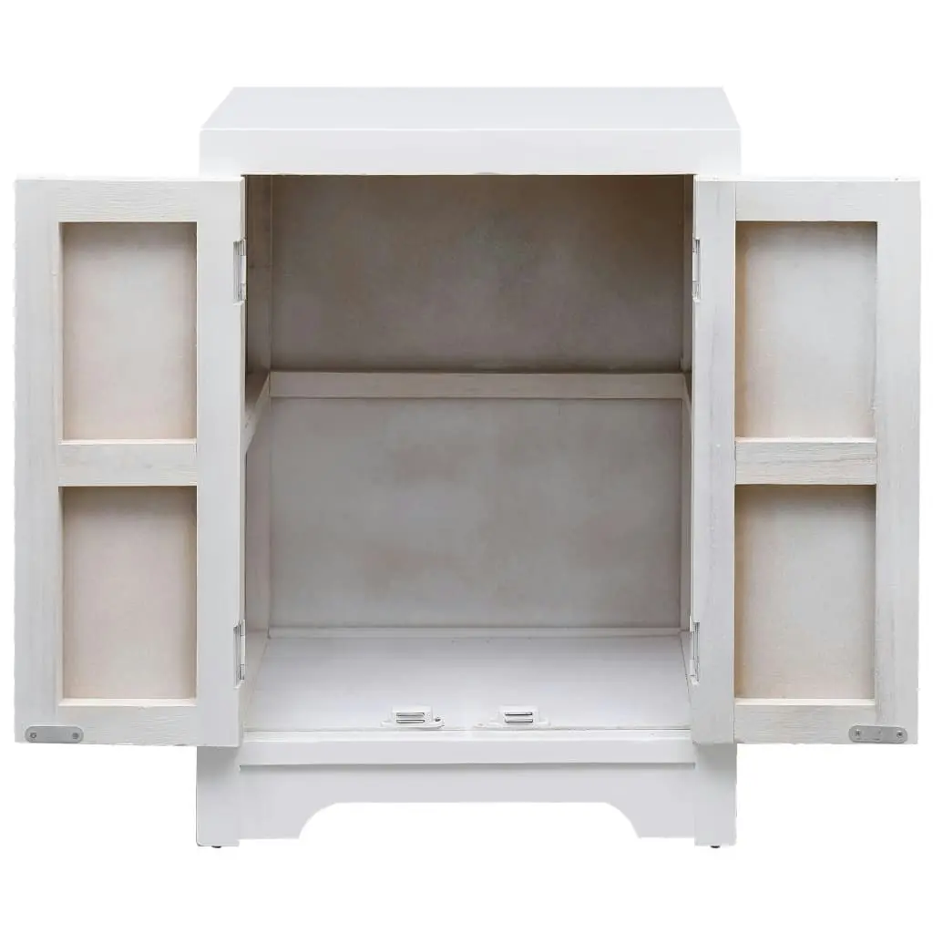 Bedside Cabinet White 38x28x52 cm Paulownia Wood 284073