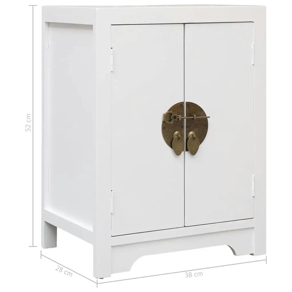 Bedside Cabinet White 38x28x52 cm Paulownia Wood 284073