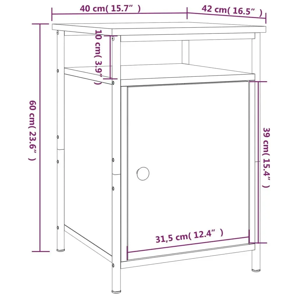 Bedside Cabinet Sonoma Oak 40x42x60 cm Engineered Wood 825865