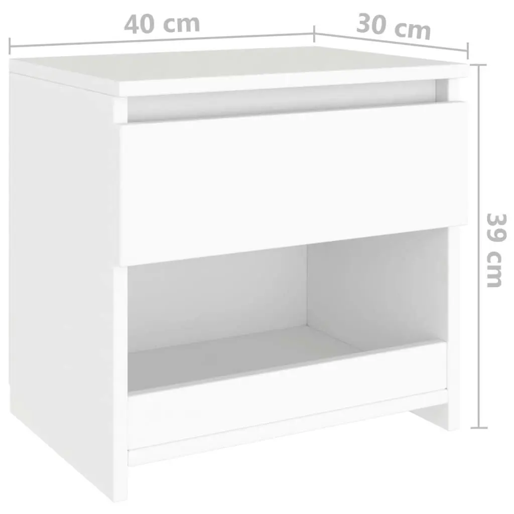 Bedside Cabinet White 40x30x39 cm Engineered Wood 803443