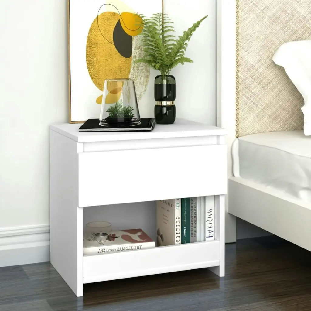 Bedside Cabinet White 40x30x39 cm Engineered Wood 803443