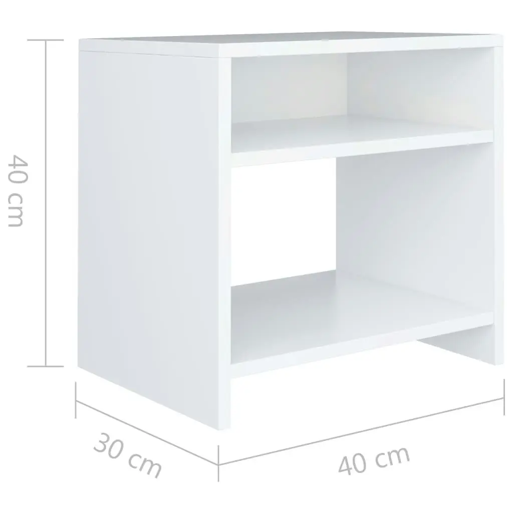 Bedside Cabinet White 40x30x40 cm Engineered Wood 800009