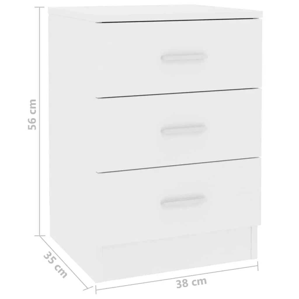 Bedside Cabinet White 38x35x56 cm Engineered Wood 800450