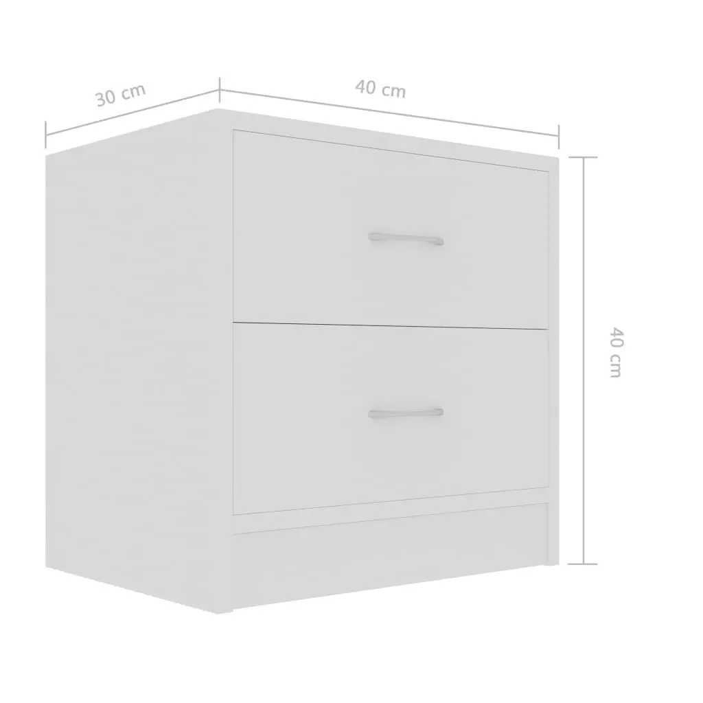 Bedside Cabinet White 40x30x40 cm Engineered Wood 801035