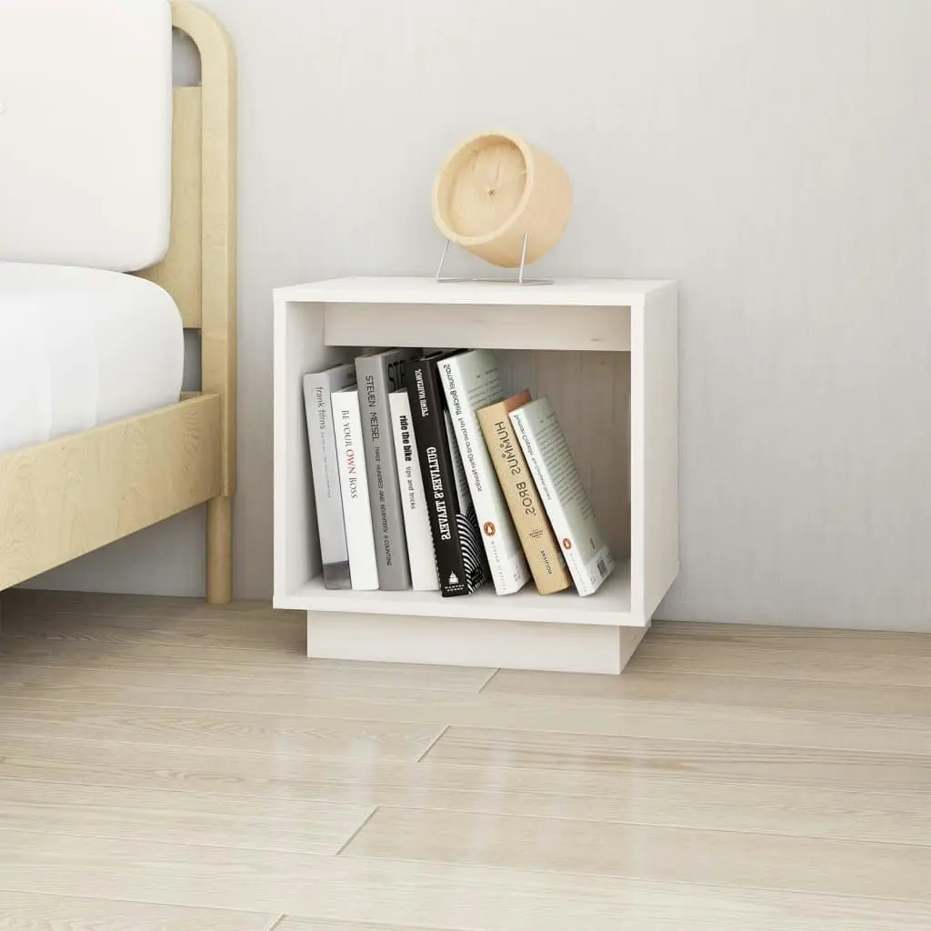 Bedside Cabinet White 40x30x40 cm Solid Wood Pine 813337