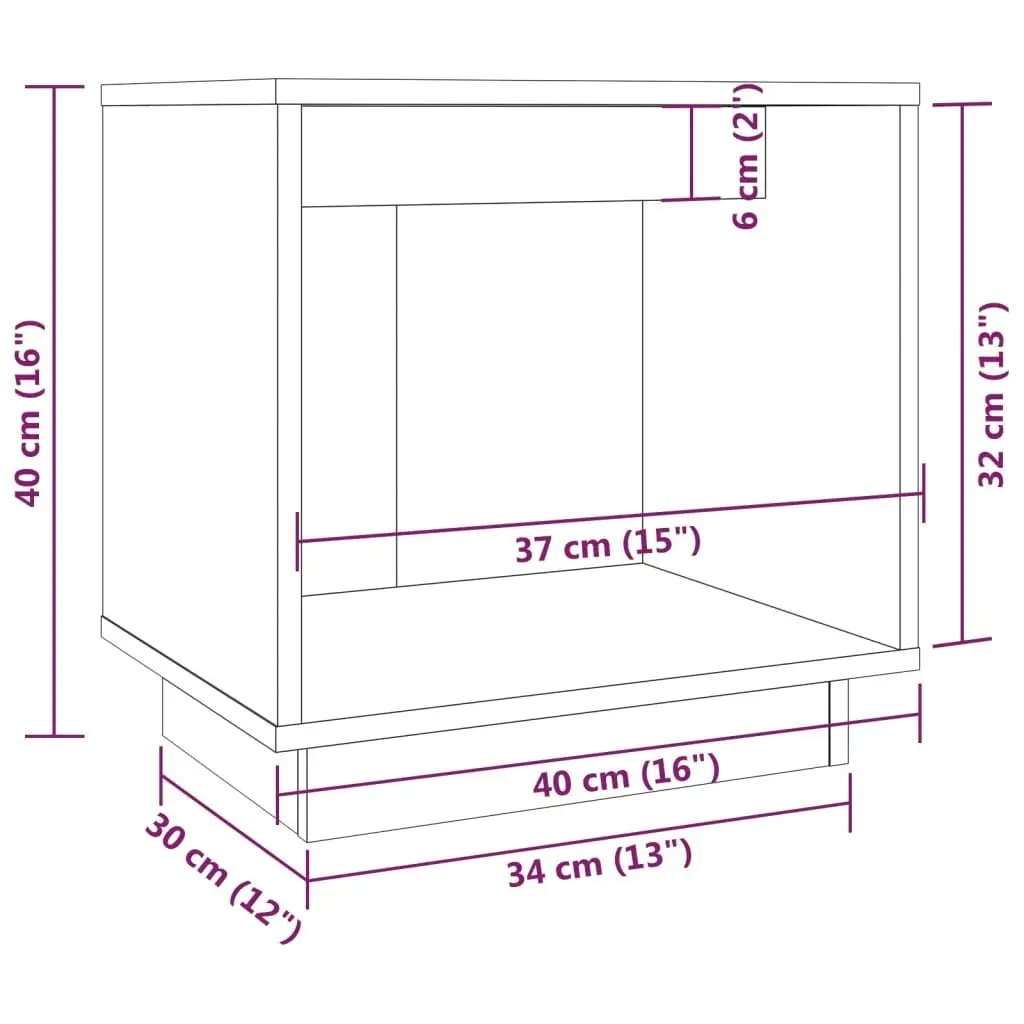 Bedside Cabinet White 40x30x40 cm Solid Wood Pine 813337