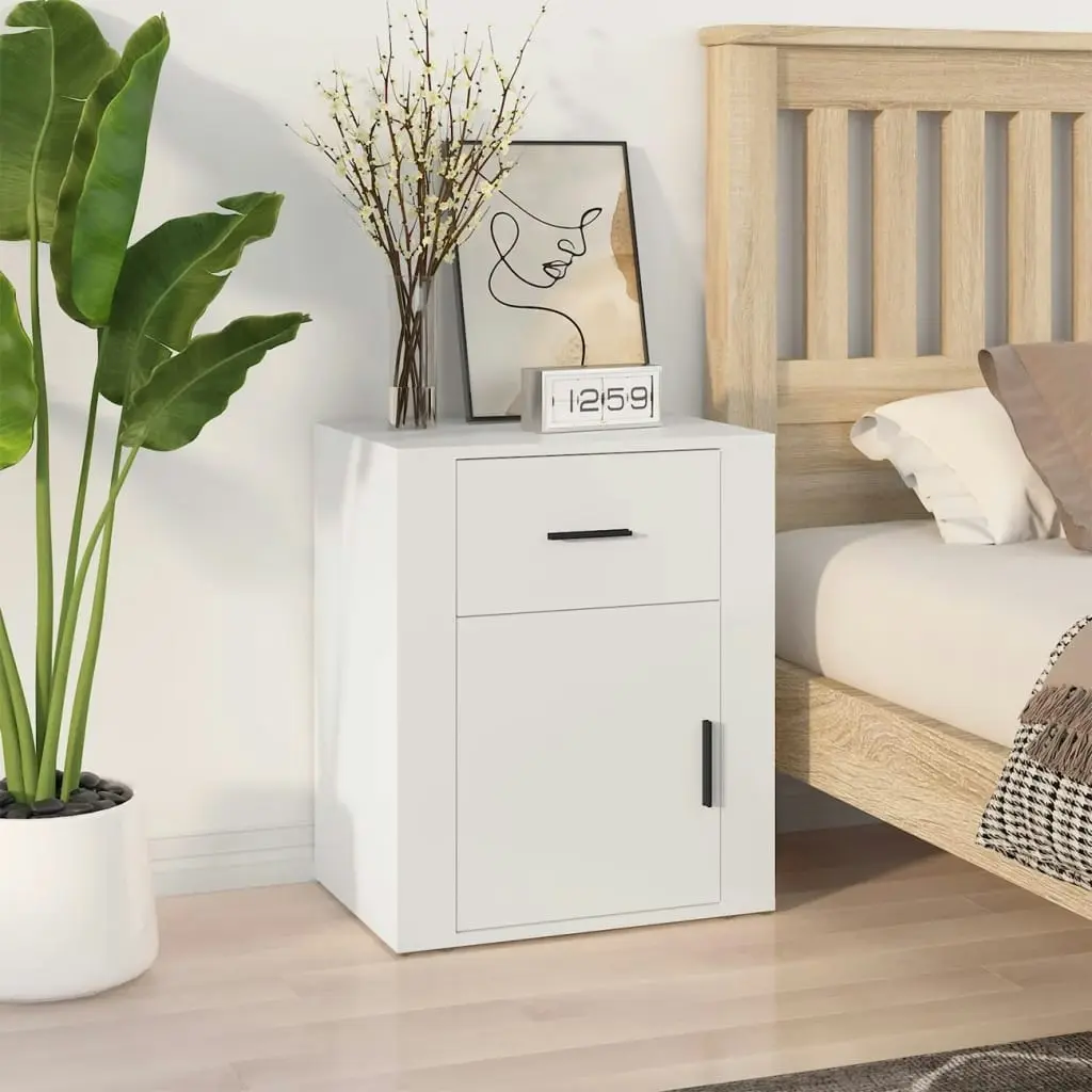 Bedside Cabinet White 50x36x60 cm Engineered Wood 816720