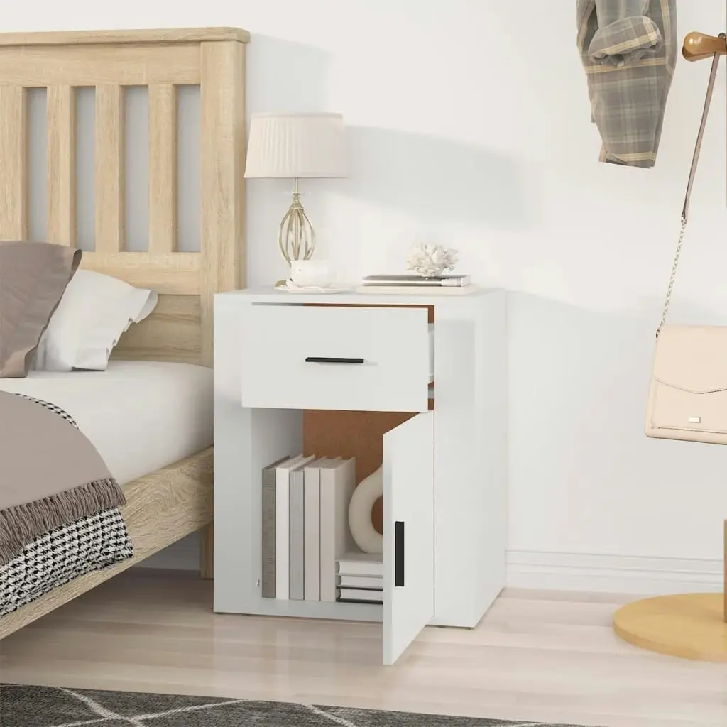 Bedside Cabinet White 50x36x60 cm Engineered Wood 816720