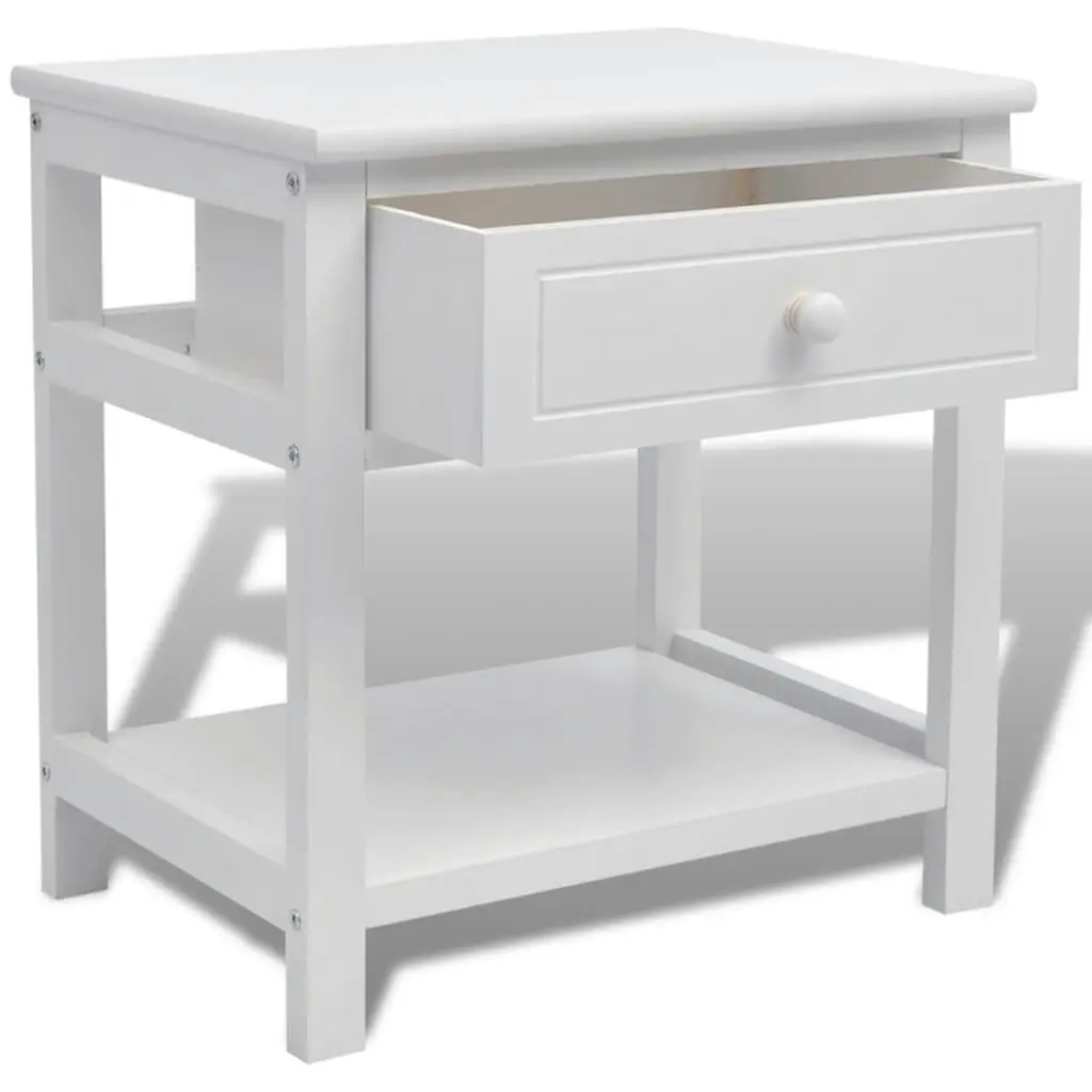 Bedside Cabinet Wood White 242870