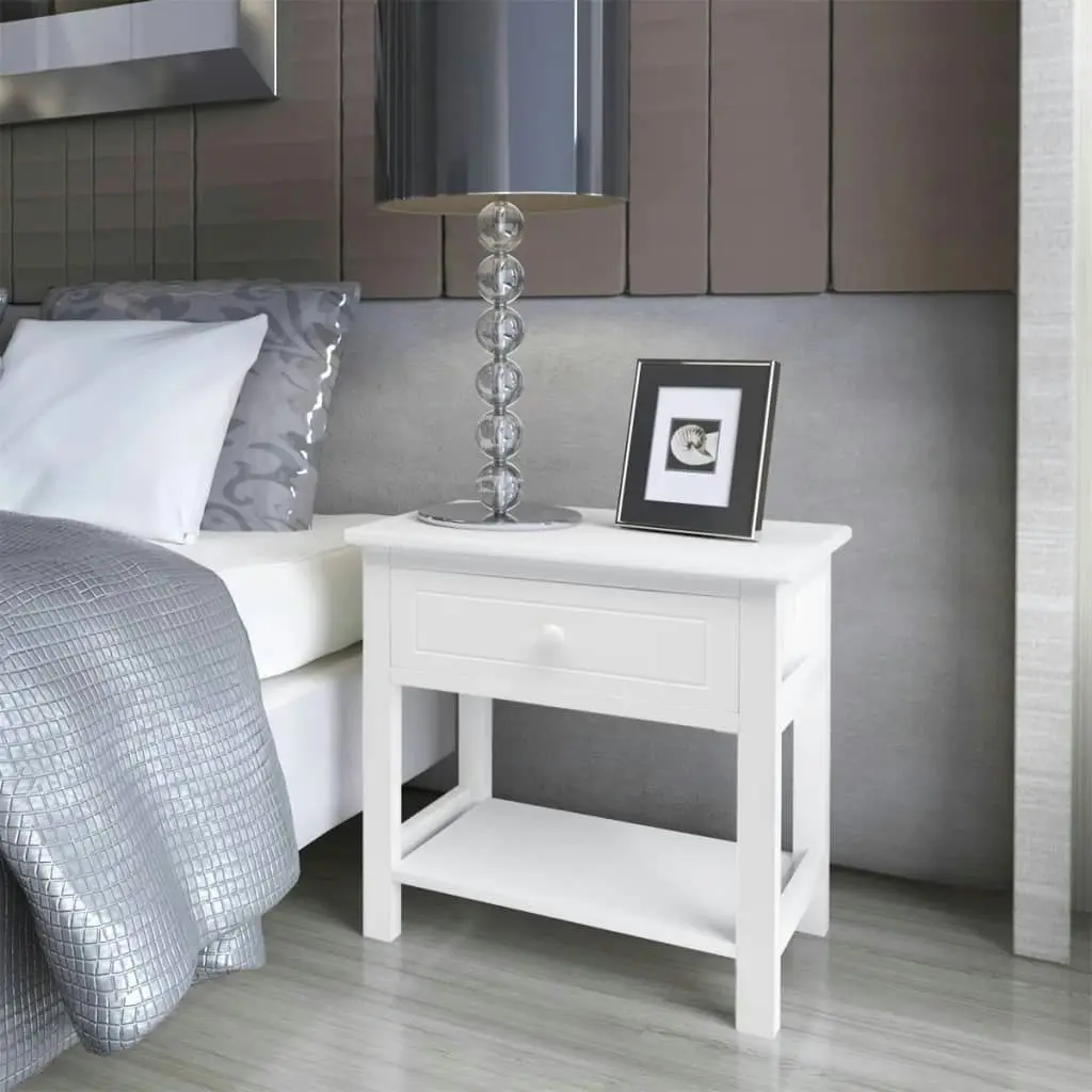 Bedside Cabinet Wood White 242870