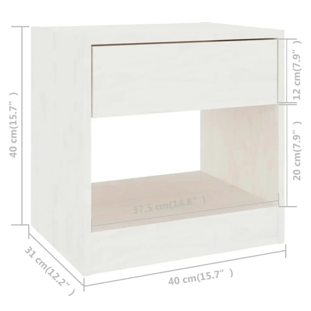 Bedside Cabinet White 40x31x40 cm Solid Pinewood 808065