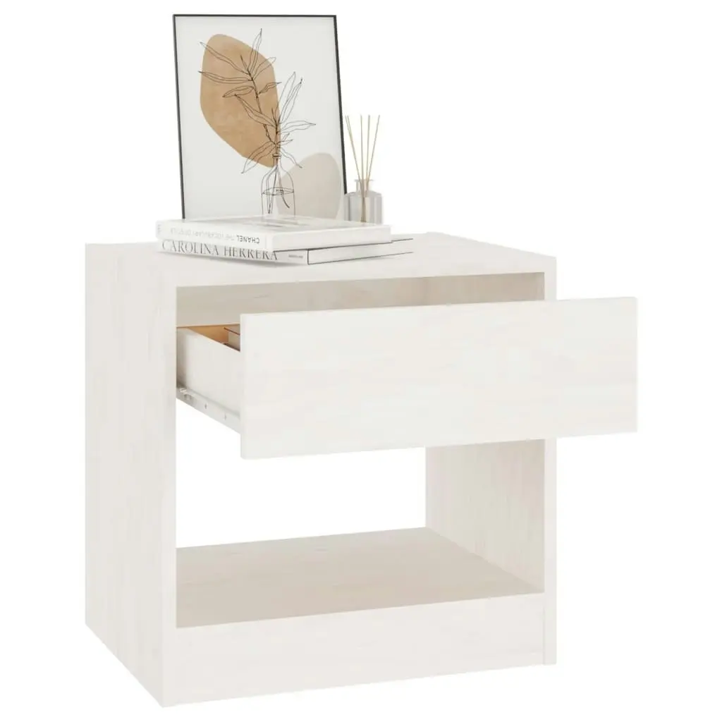 Bedside Cabinet White 40x31x40 cm Solid Pinewood 808065