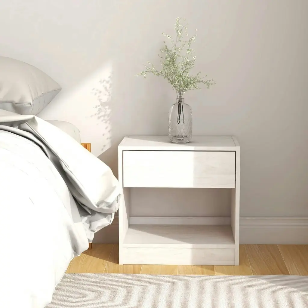 Bedside Cabinet White 40x31x40 cm Solid Pinewood 808065