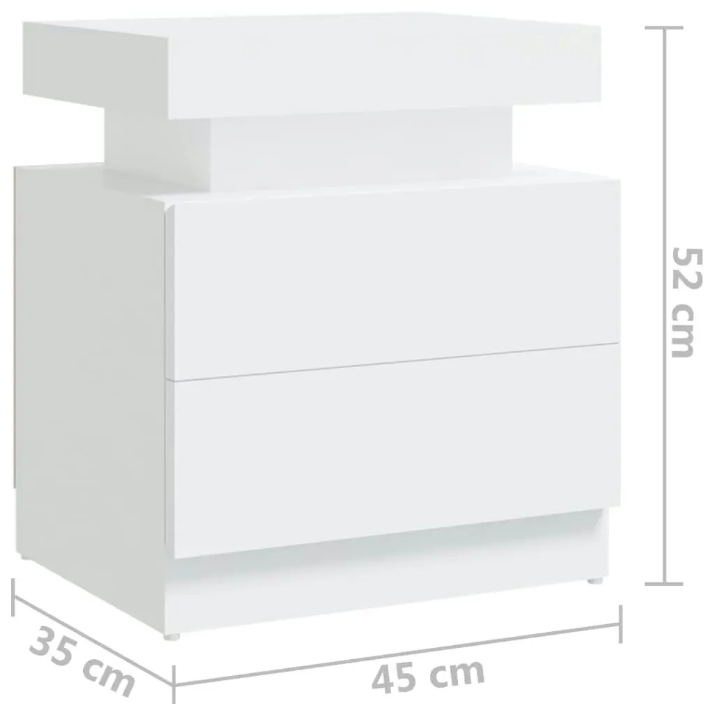 Bedside Cabinet White 45x35x52 cm Engineered Wood 326849