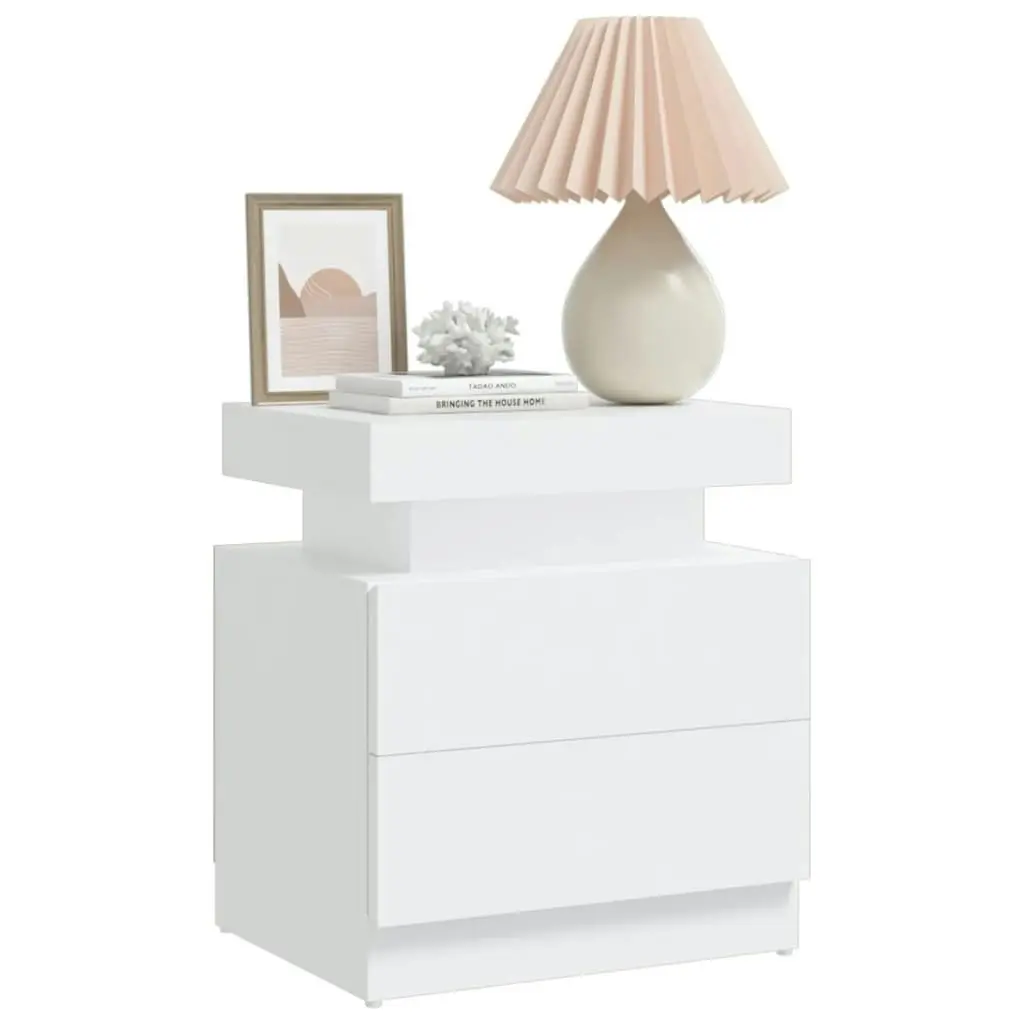 Bedside Cabinet White 45x35x52 cm Engineered Wood 326849