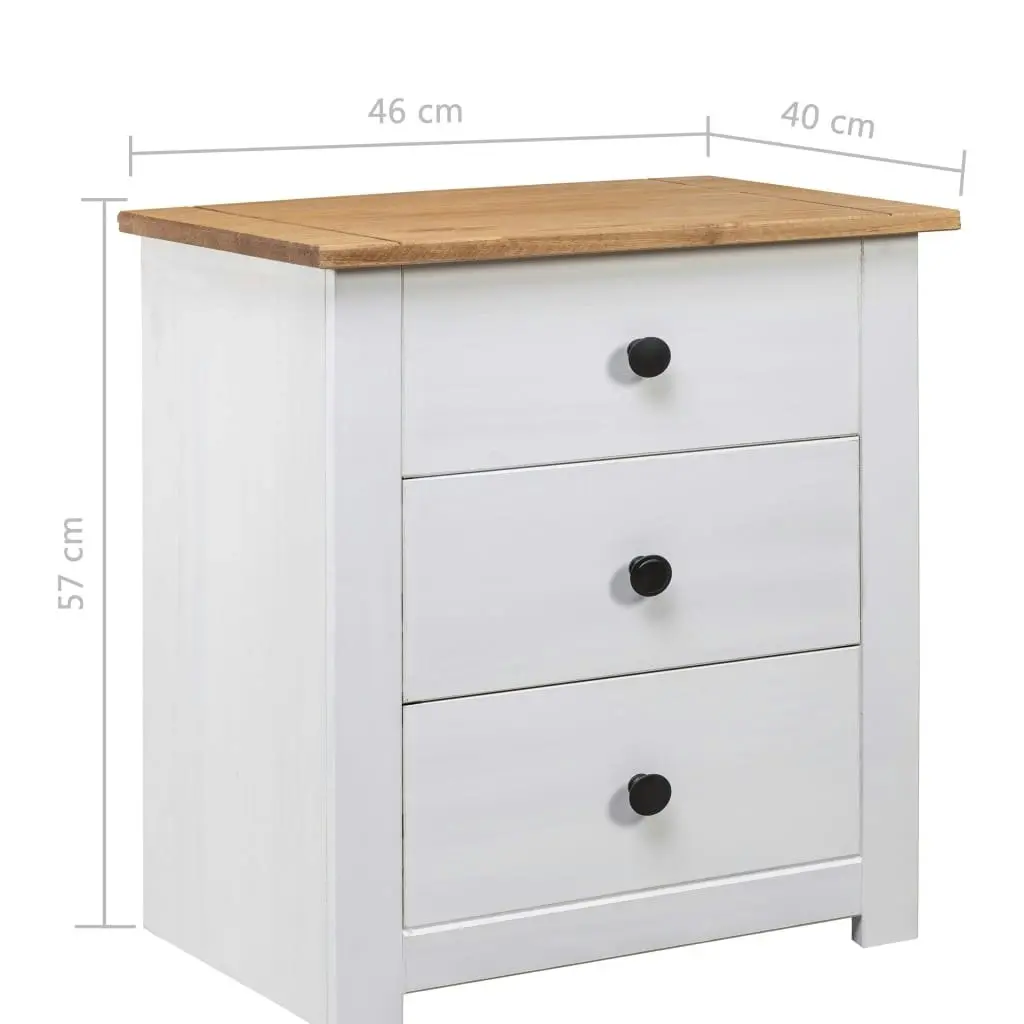 Bedside Cabinet White 46x40x57 cm Pinewood Panama Range 282654