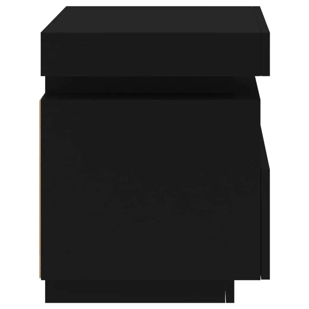 Bedside Cabinet with LED Lights Black 40x39x48.5 cm 836786