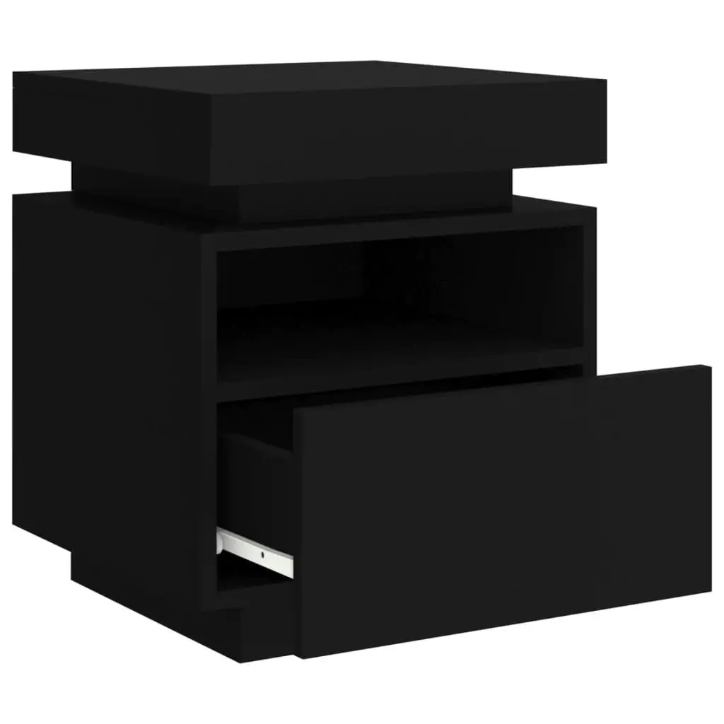 Bedside Cabinet with LED Lights Black 40x39x48.5 cm 836786