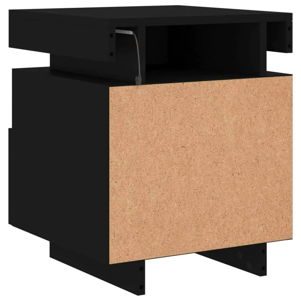 Bedside Cabinet with LED Lights Black 40x39x48.5 cm 836786