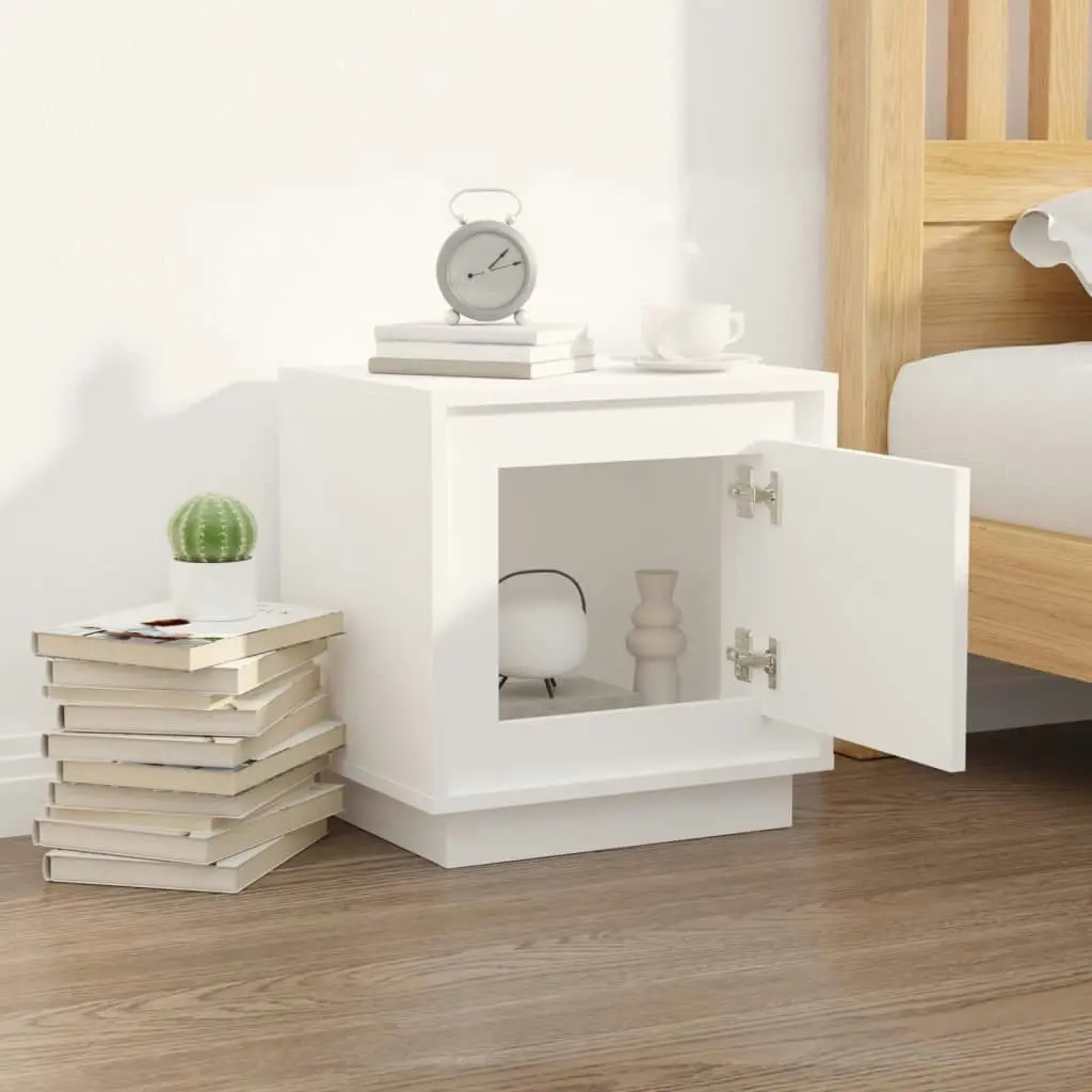 Bedside Cabinet White 44x35x45 cm Engineered Wood 819836