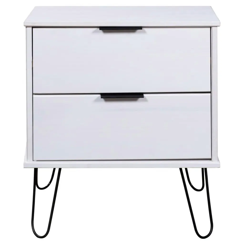 Bedside Cabinet White 45x39.5x57 cm Solid Pine Wood 321117