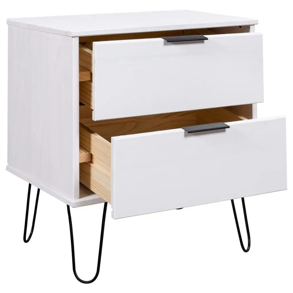 Bedside Cabinet White 45x39.5x57 cm Solid Pine Wood 321117