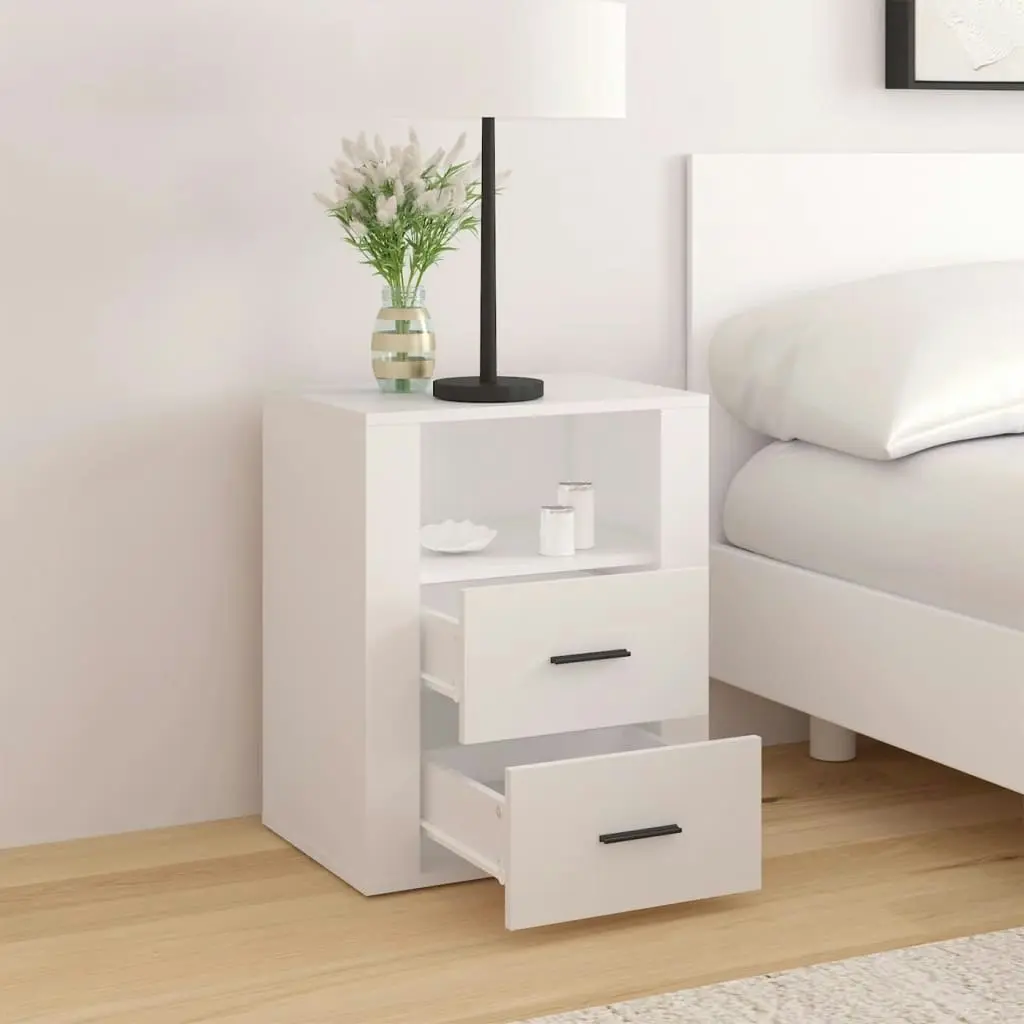 Bedside Cabinet White 50x36x60 cm Engineered Wood 816728