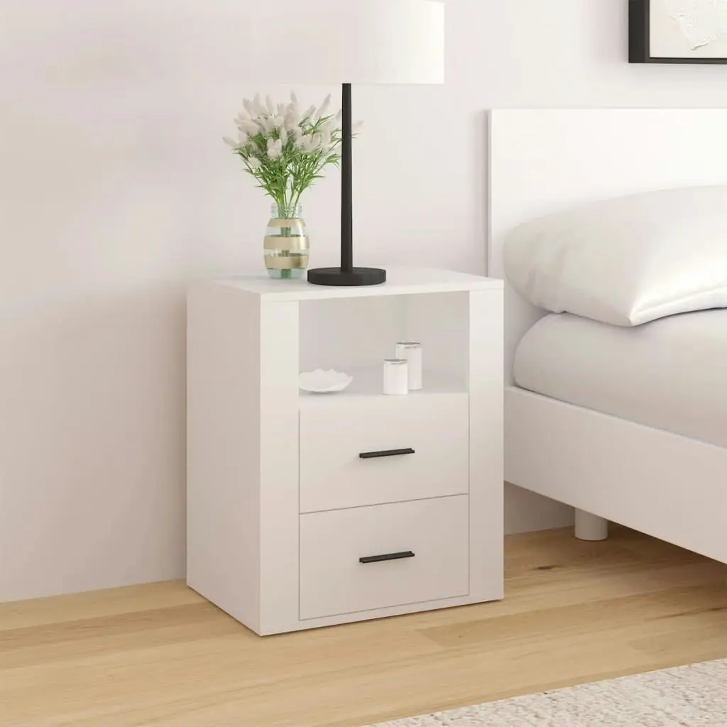 Bedside Cabinet White 50x36x60 cm Engineered Wood 816728