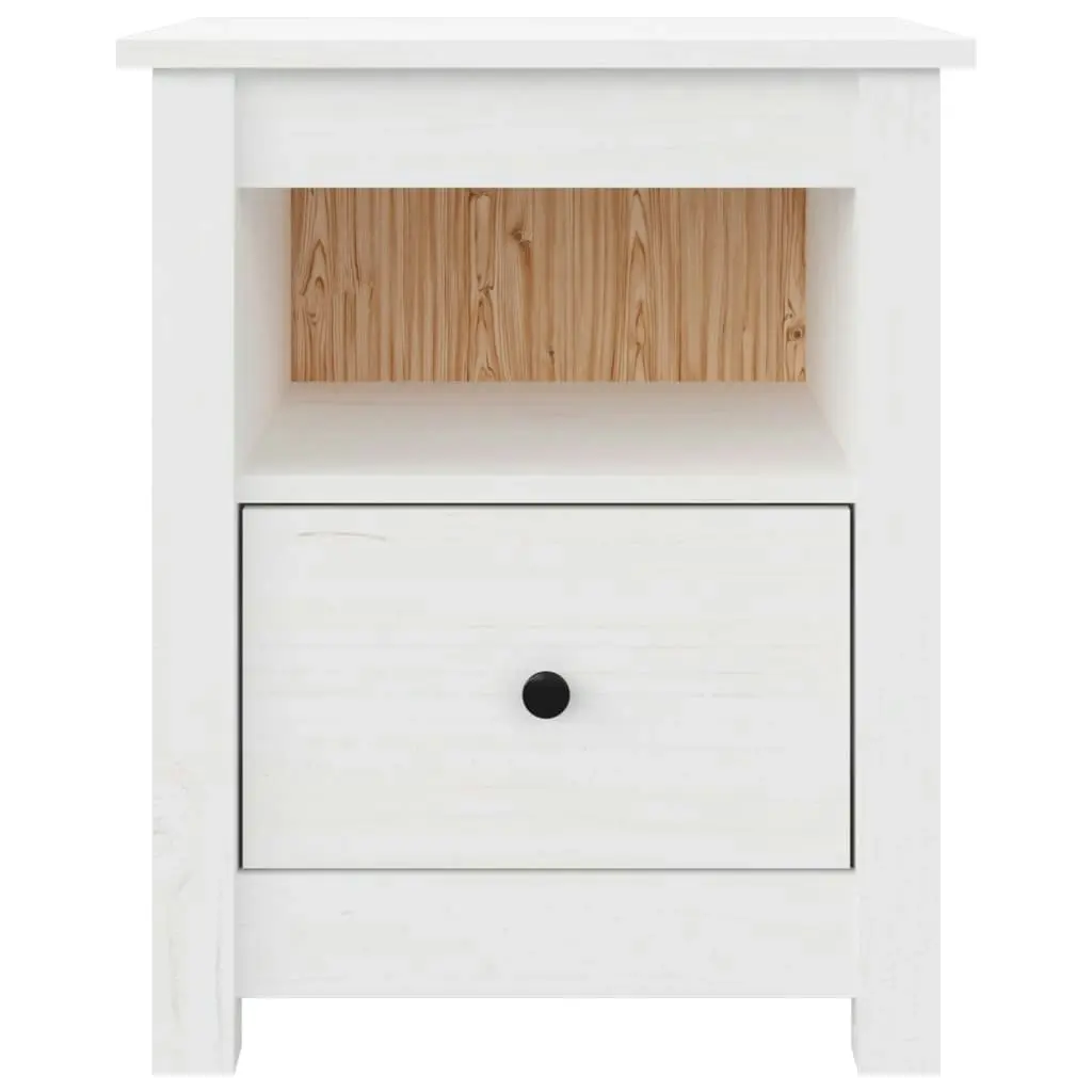 Bedside Cabinet White 40x35x49 cm Solid Wood Pine 813711