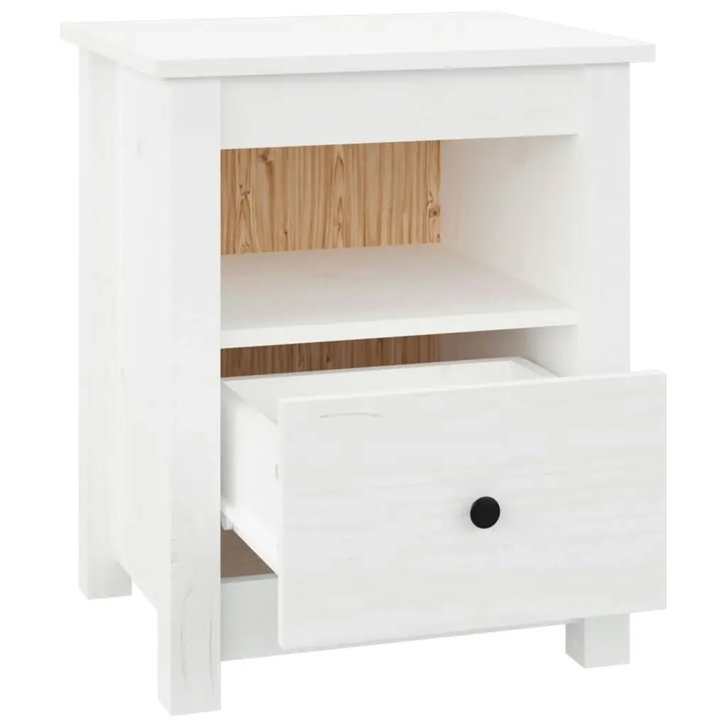 Bedside Cabinet White 40x35x49 cm Solid Wood Pine 813711