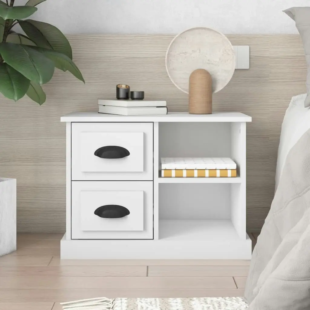 Bedside Cabinet White 60x35.5x45 cm 816368