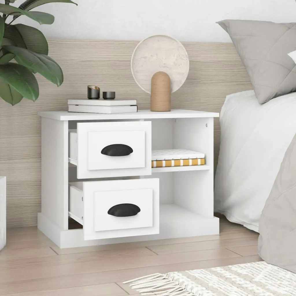 Bedside Cabinet White 60x35.5x45 cm 816368