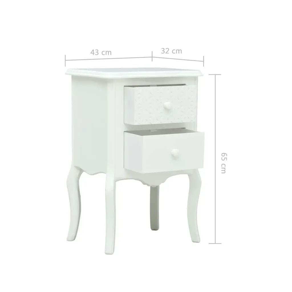 Bedside Cabinet White 43x32x65 cm MDF 285774