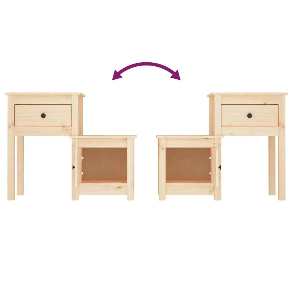 Bedside Cabinets 2 pcs 79.5x38x65.5 cm Solid Wood Pine 814540