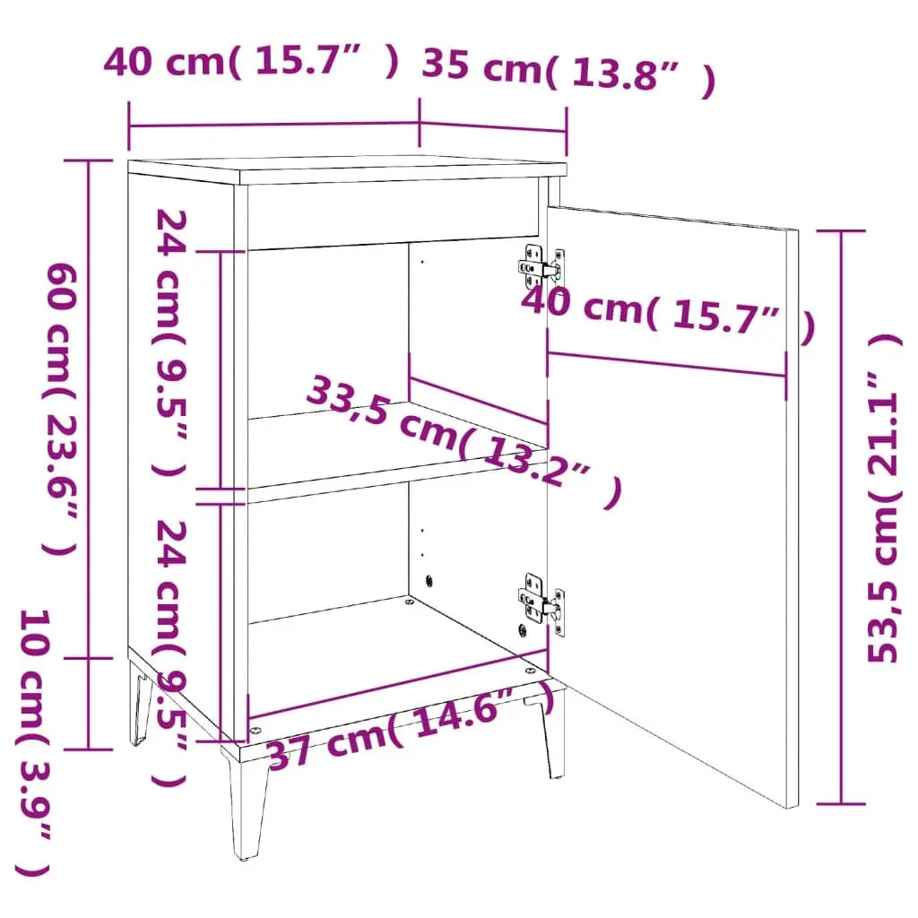 Bedside Cabinet White 40x35x70 cm Engineered Wood 819644