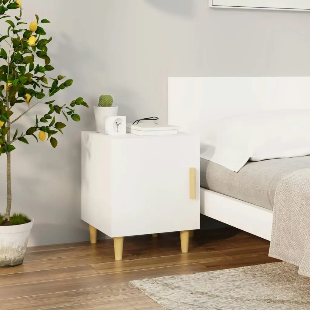 Bedside Cabinet White Engineered Wood 812042