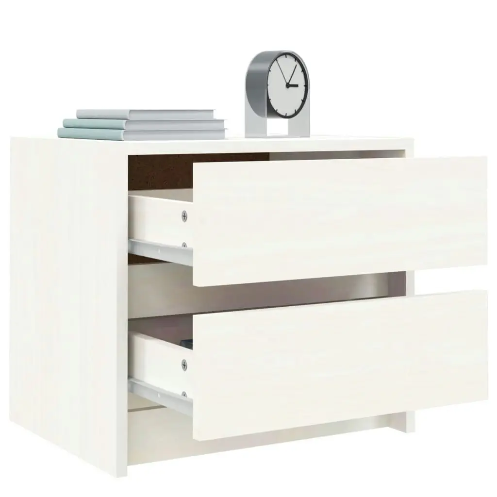 Bedside Cabinet White 40x31x35.5 cm Solid Wood Pine 836137