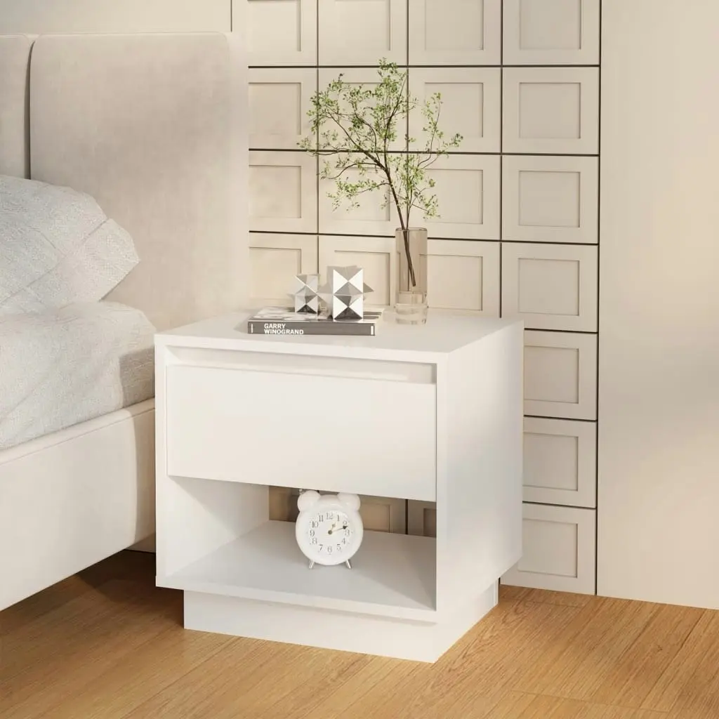 Bedside Cabinet White 45x34x44 cm Engineered Wood 809512