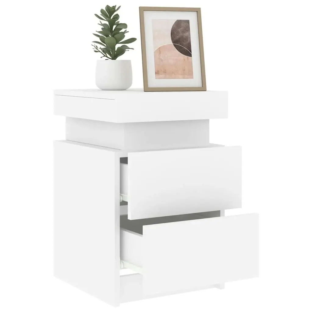 Bedside Cabinet with LED Lights White 35x39x55 cm 836749