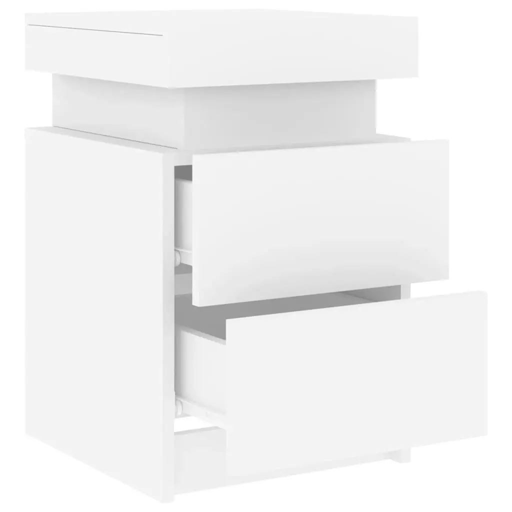 Bedside Cabinet with LED Lights White 35x39x55 cm 836749