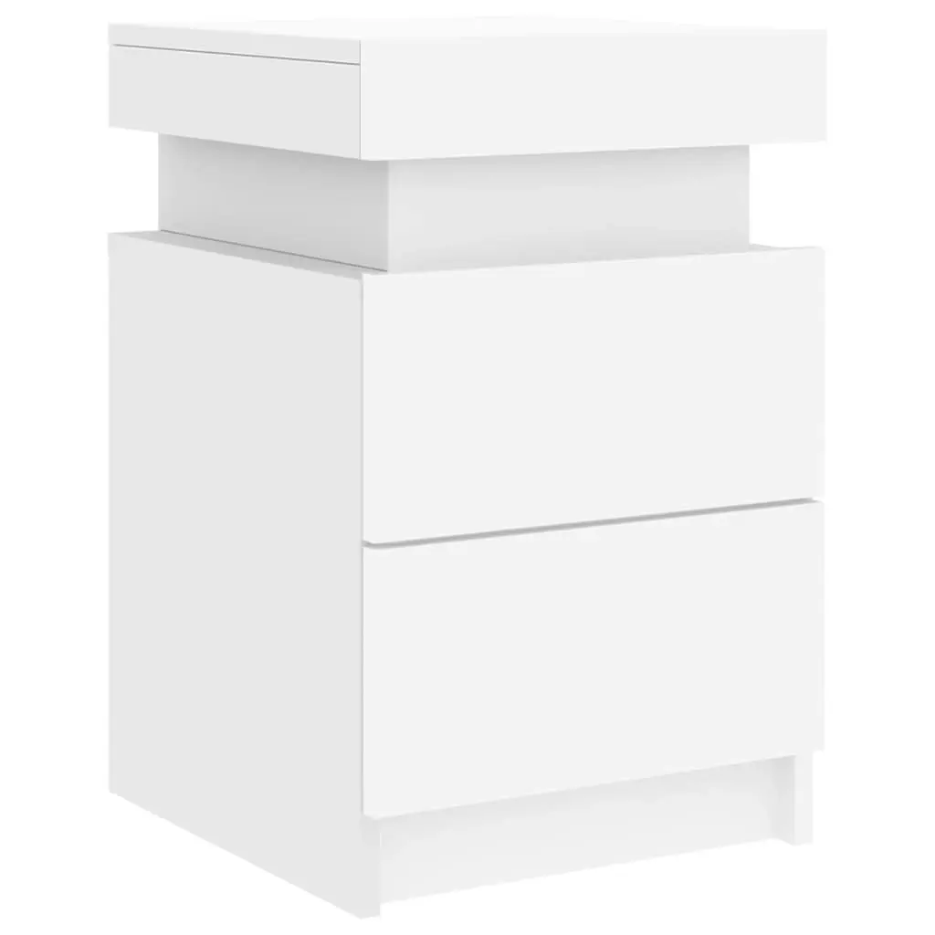 Bedside Cabinet with LED Lights White 35x39x55 cm 836749