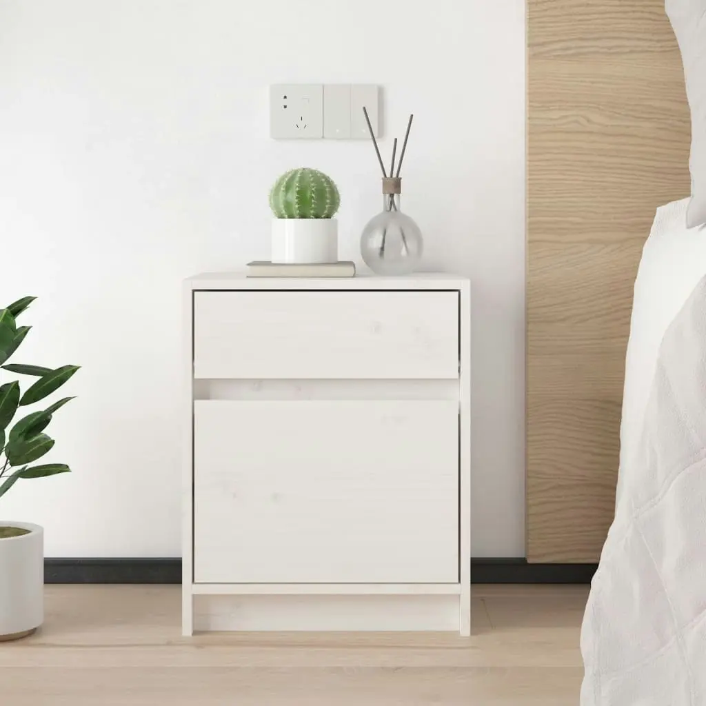 Bedside Cabinet White 40x31x50 cm Solid Pinewood 808125