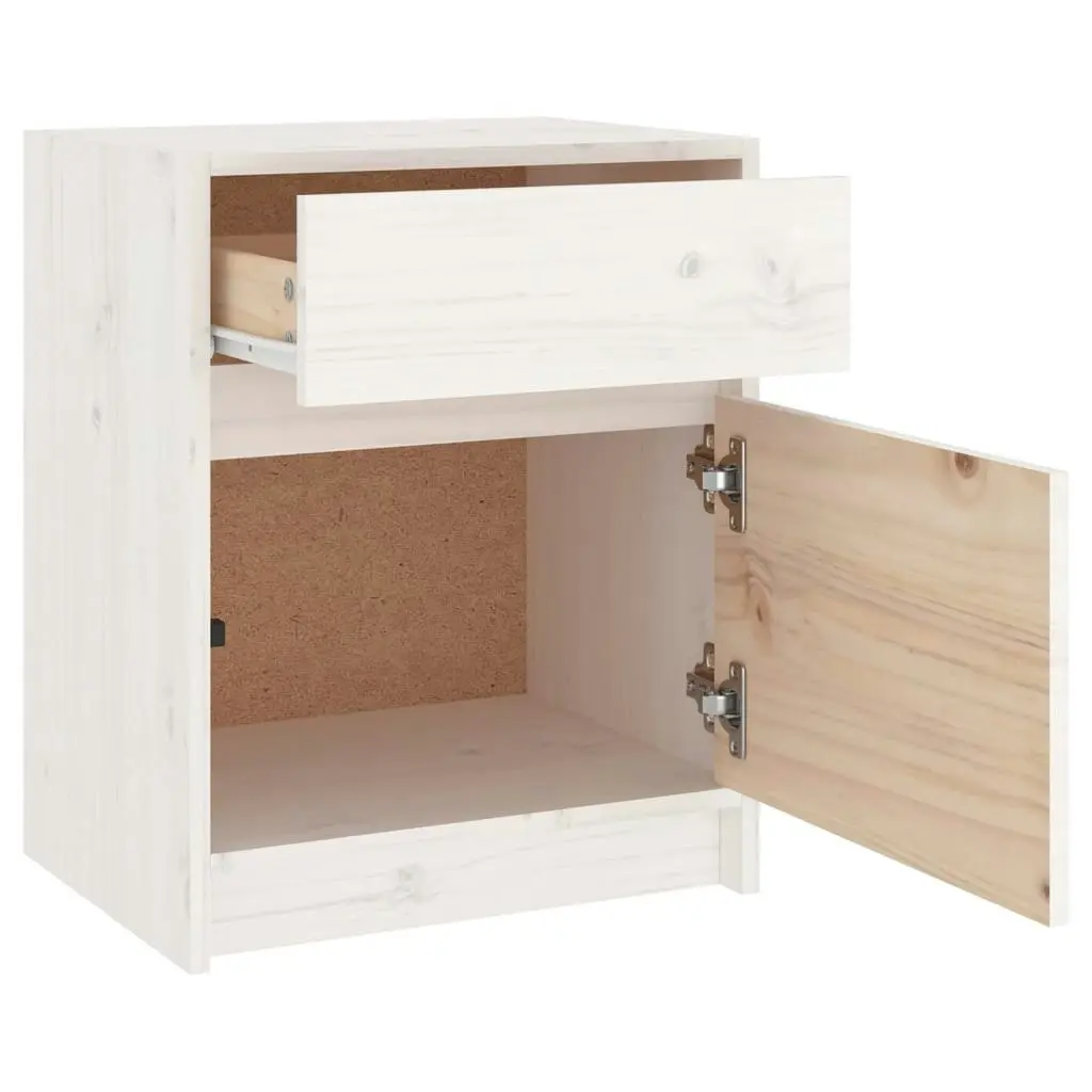 Bedside Cabinet White 40x31x50 cm Solid Pinewood 808125